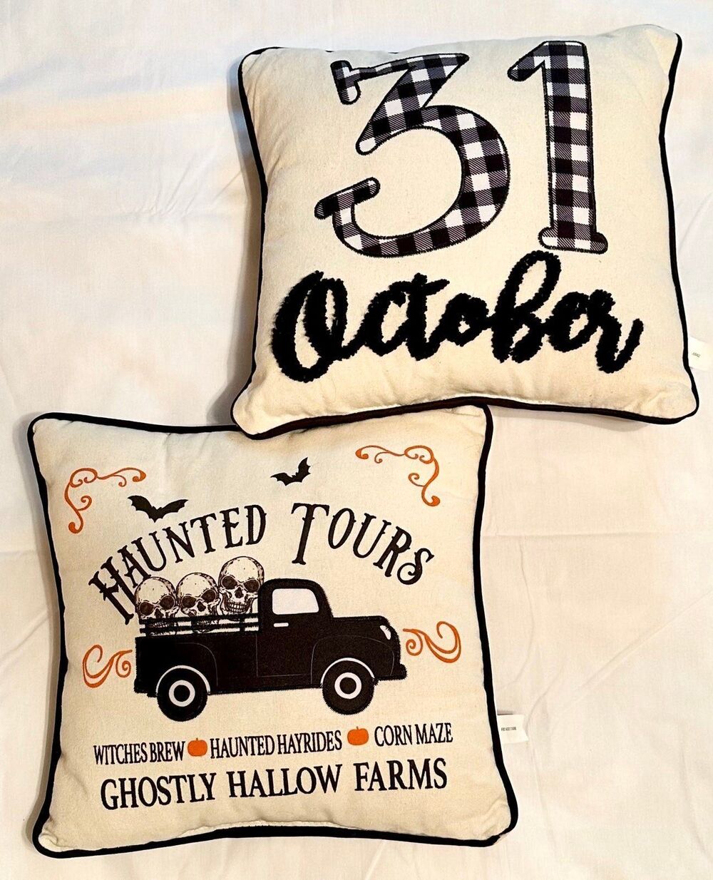 Set of 2 Decorative Halloween Accent Pillows Cushions